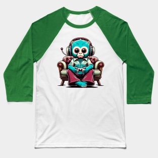 Monkey Master Gamer - Turquoise Tech Trendsetter Baseball T-Shirt